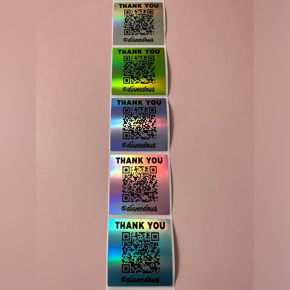 50 ct. Custom 2”x2” Holographic Multi-Color Rainbow Square Sticker Labels - Picture 5 of 5